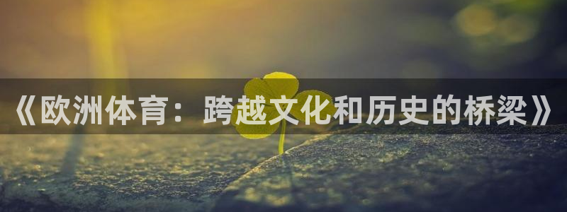 意昂34注册：《欧洲体育：跨越文化和历史的桥梁》